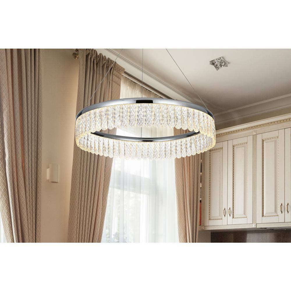 Alt View 4. Elegant Lighting - Rune 24 inch Adjustable LED chandelier in Chrome - Chrome.