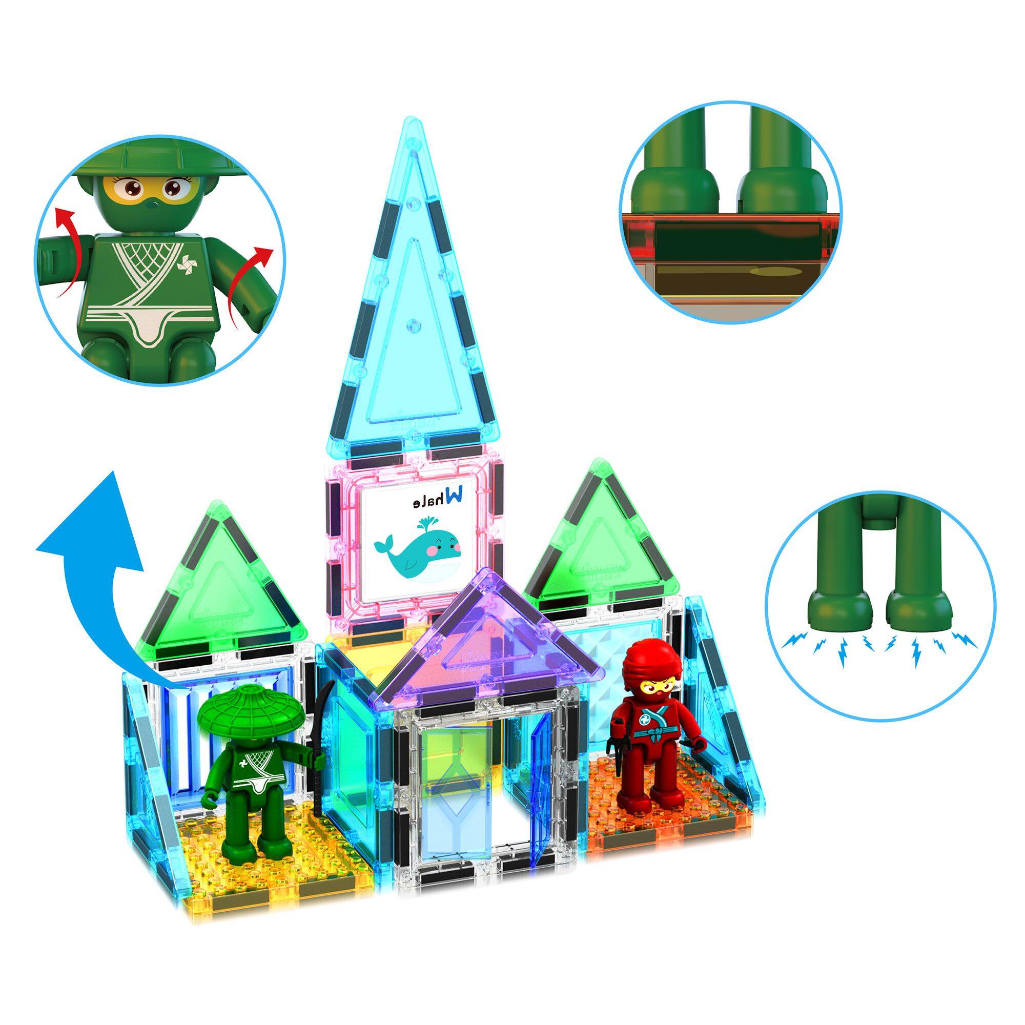 Alt View 2. PicassoTiles - PicassoTiles 100 PC Magnetic Tiles, Magnetic Building Blocks for Kids 3+, Include Large Carry Case.