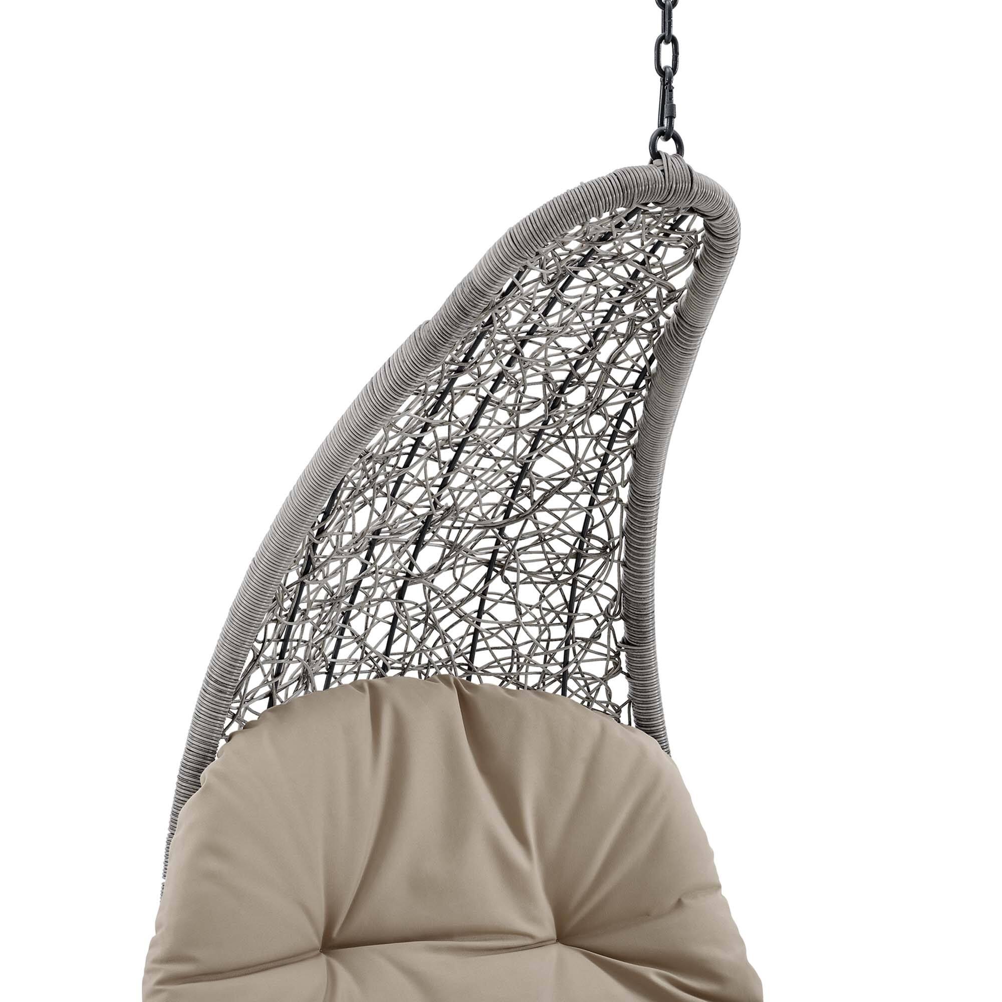Left. Modway - Landscape Hanging Chaise Lounge Outdoor Patio Swing Chair by Modway - Light Gray Beige.