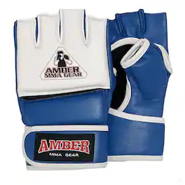 Amber Sporting Goods - Premium Leather MMA Amateur Competition Gloves: Training and Competition, Blue, X-Large - Blue/White