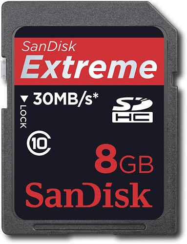  SanDisk - Extreme 8 GB Secure Digital High Capacity (SDHC) - 1 Card