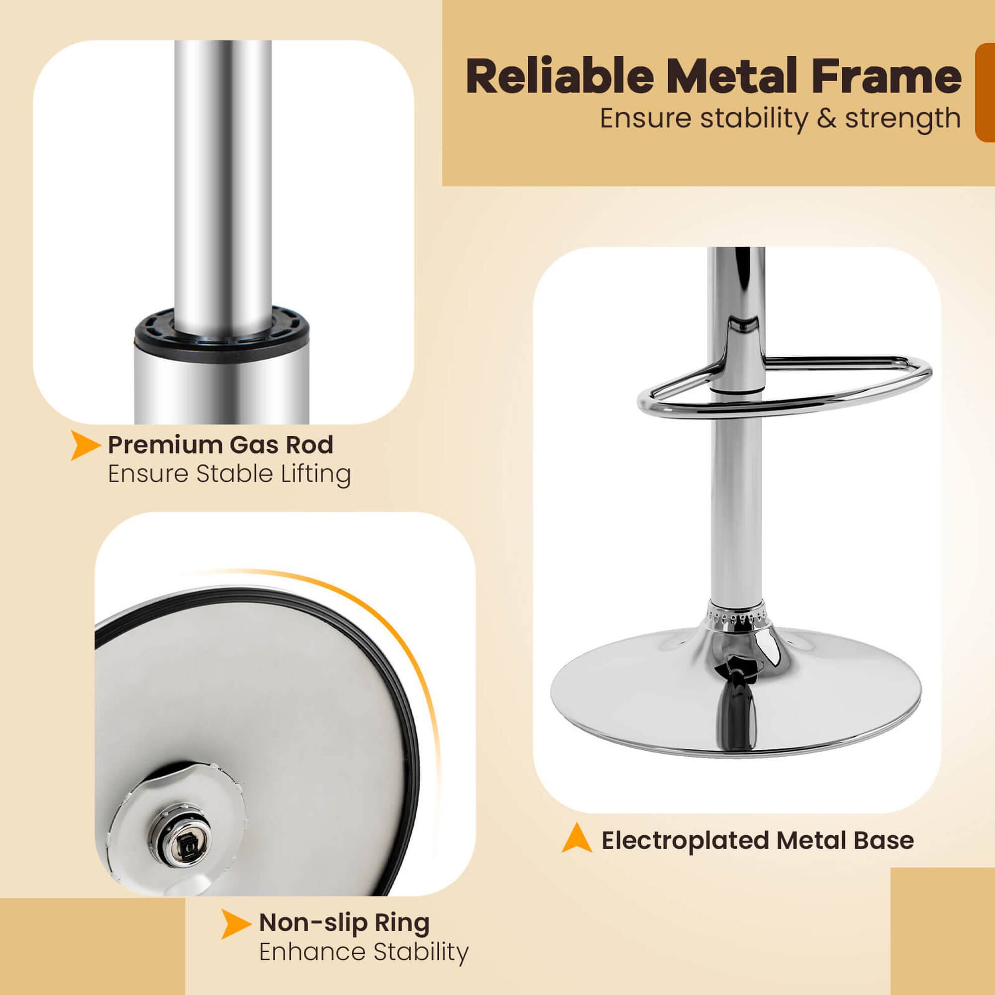 Reliable Metal Frame, Premium Gas Rod, Electroplated Metal Base, Non-slip Ring
