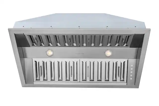Front. Hauslane - Hauslane Pro-Style 34” IN-R300 Built-In Range Hood, 21” Deep (OFFICIAL) - Silver.