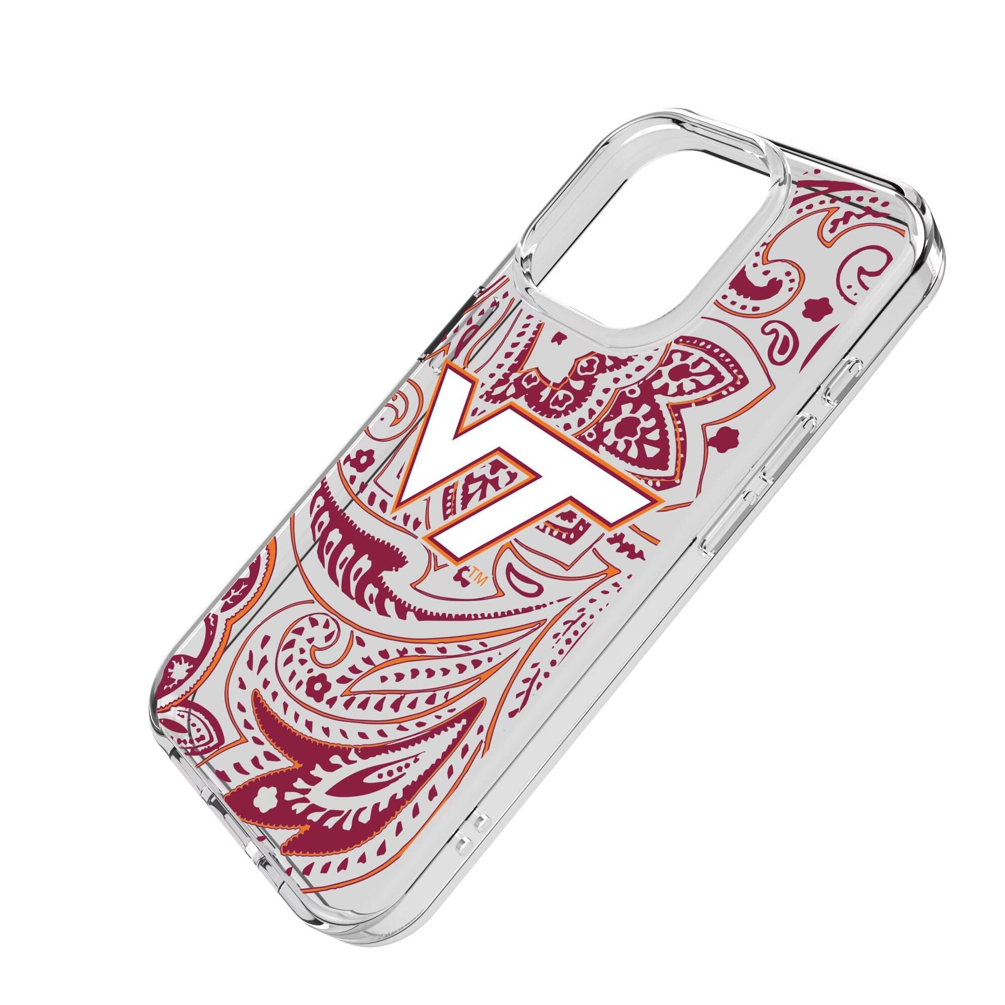 Alt View 1. Keyscaper - Virginia Tech Hokies iPhone Paisley Design Clear Case - 16e - Multicolor.