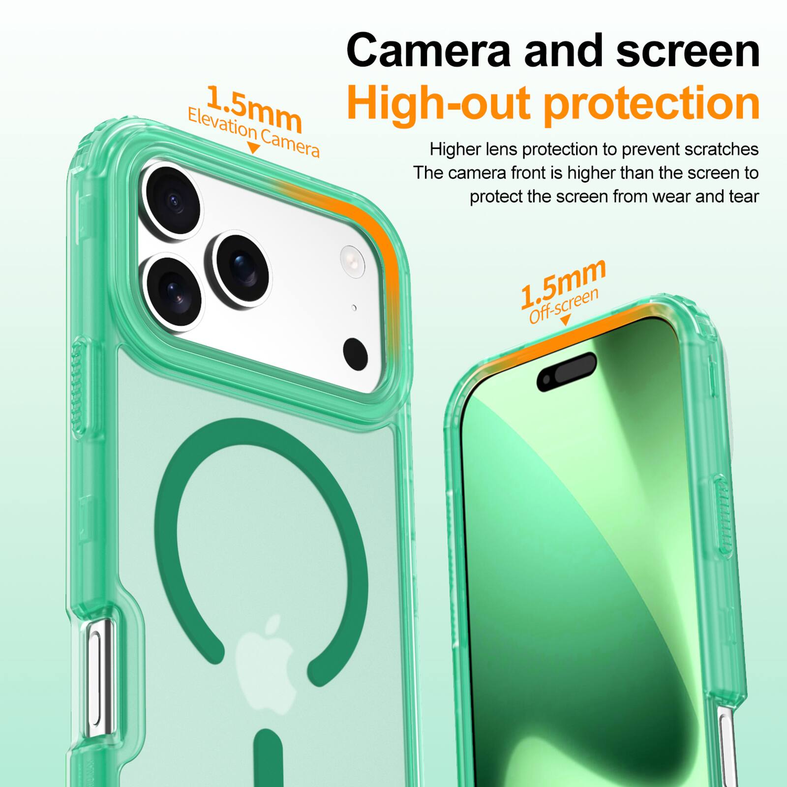 Camera and screen High-out protection  
Higher lens protection to prevent scratches  
The camera front is higher than the screen to protect the screen from wear and tear  

1.5mm Elevation Camera  
1.5mm Off-screen