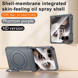 Dteck - Rugged Case for Motorola Razr Ultra (2026) with 360 Ring Kickstand, Hinge Protective Cover Built-in Screen Protector - Gray