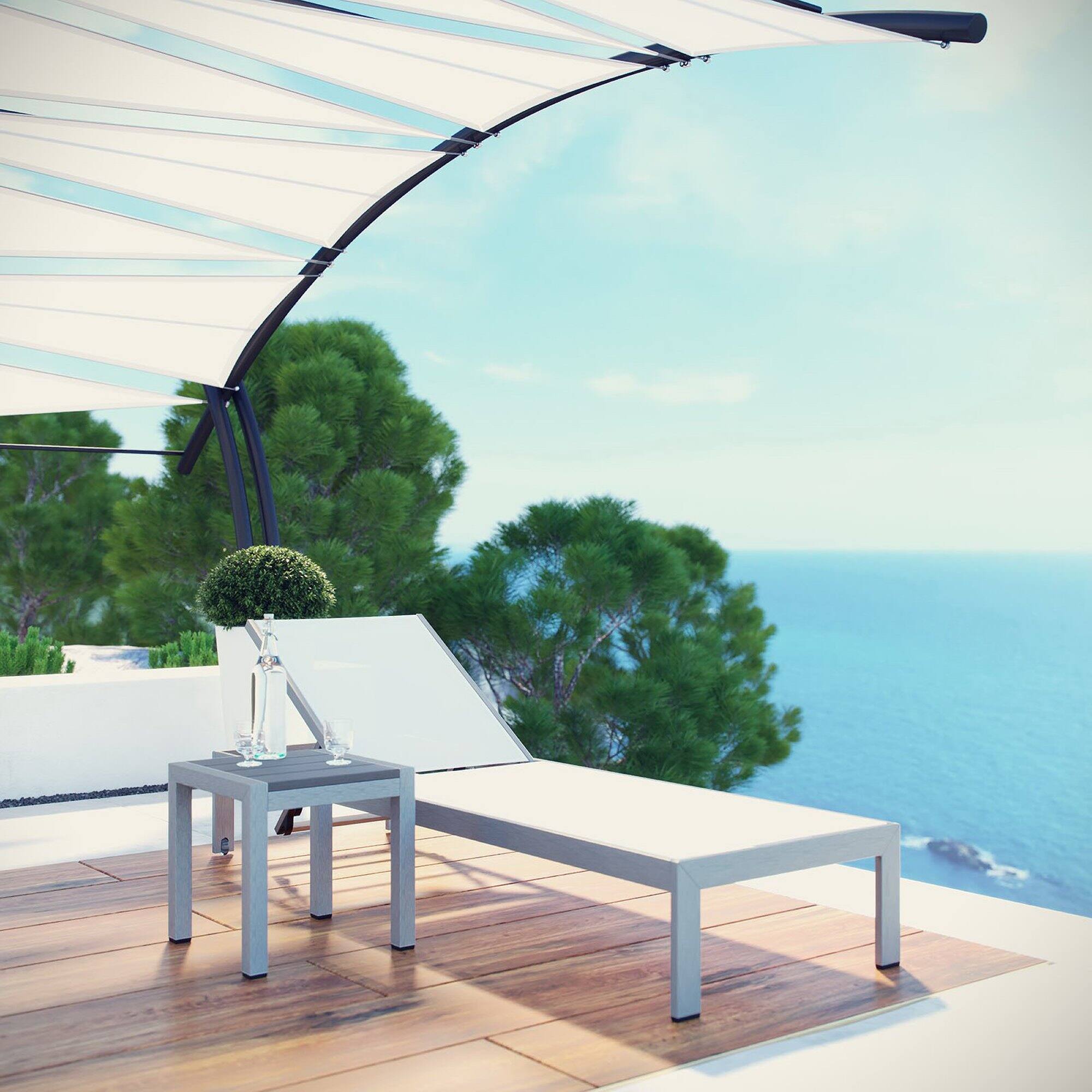 Back. Modway - Shore 2 Piece Outdoor Patio Aluminum Set by Modway - Silver White.