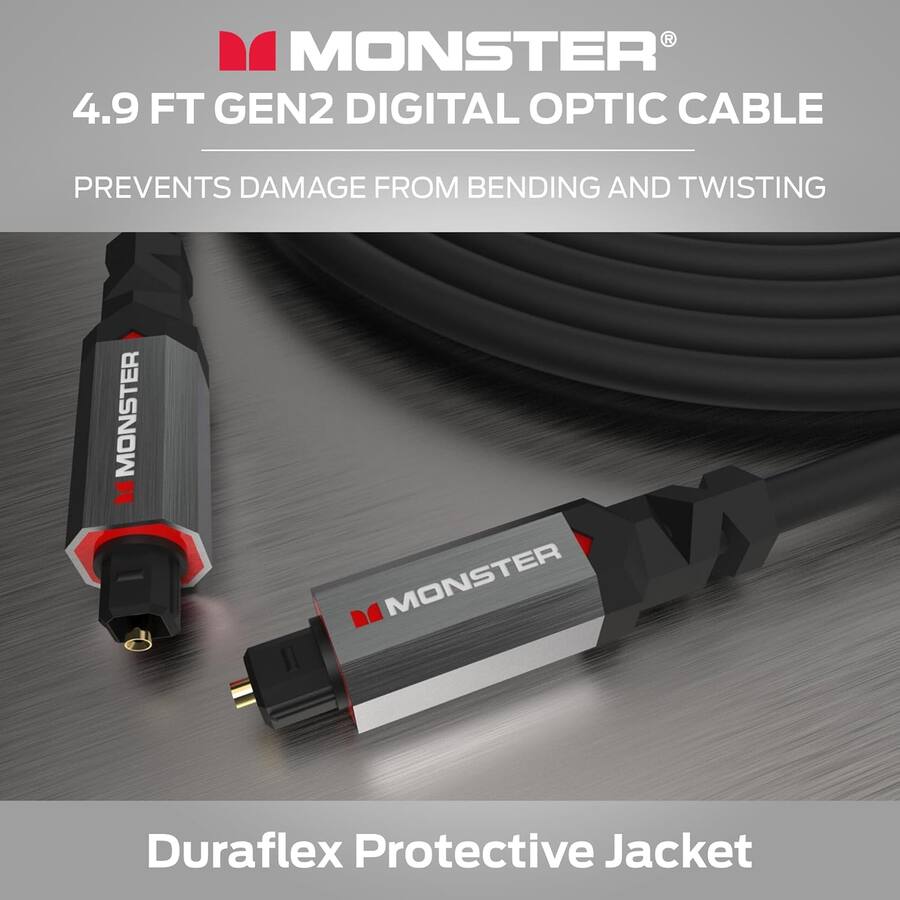 Monster Electronics Monster Gen2 Essentials Digital Optical Toslink Cable, Sound Bar ...