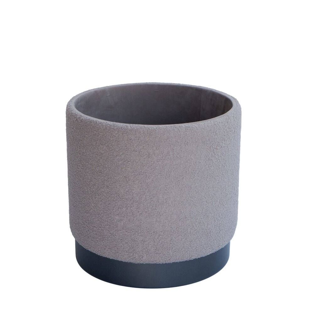 Alt View 2. Carolina Chair & Table - Handwoven Hephaestus Silver Boucle Storage Ottoman - Silver.