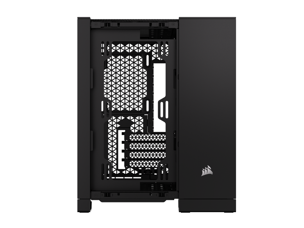 Alt View 4. CORSAIR - CORSAIR 2500D AIRFLOW Micro ATX Dual Chamber Case – Full Mesh Panels – 11x 120mm Fans – 4x AIO Radiator Mounts - Black.