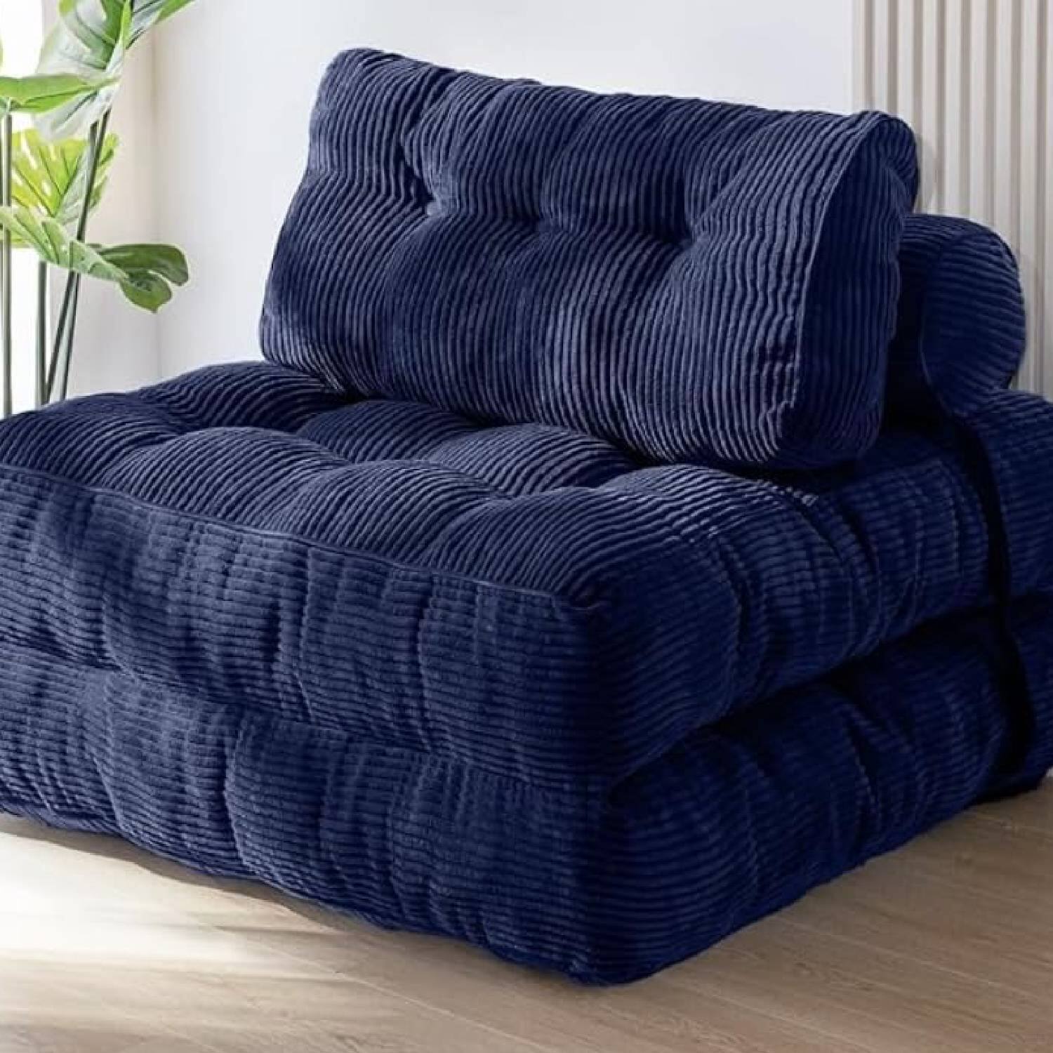 Front. GARVEE - Portable Foldable Sofa Bed, Convertible Sleeper Chair and Mattress, Blue - Blue.