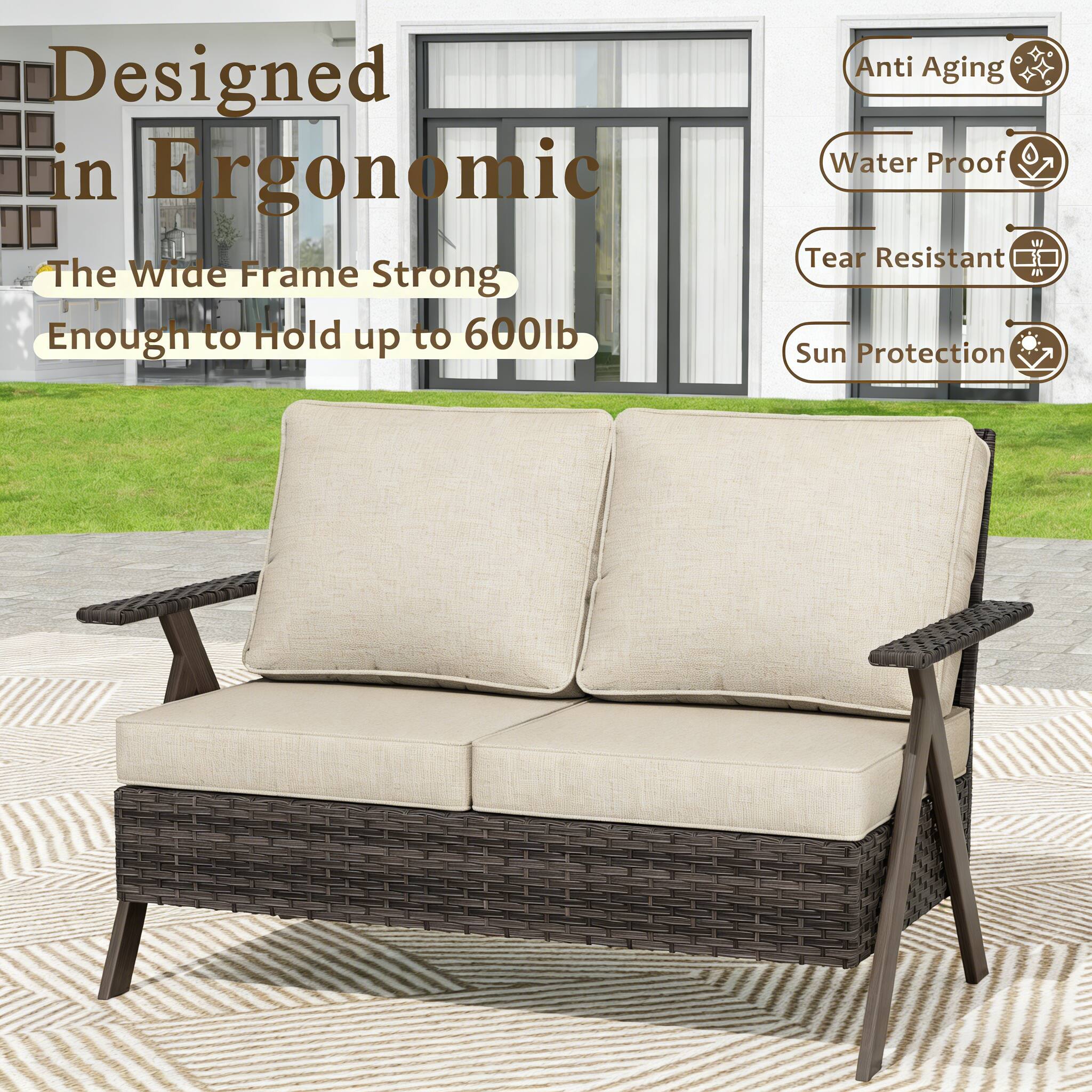 Designed in Ergonomic  
The Wide Frame Strong Enough to Hold up to 600lb  

Anti Aging  
Water Proof  
Tear Resistant  
Sun Protection