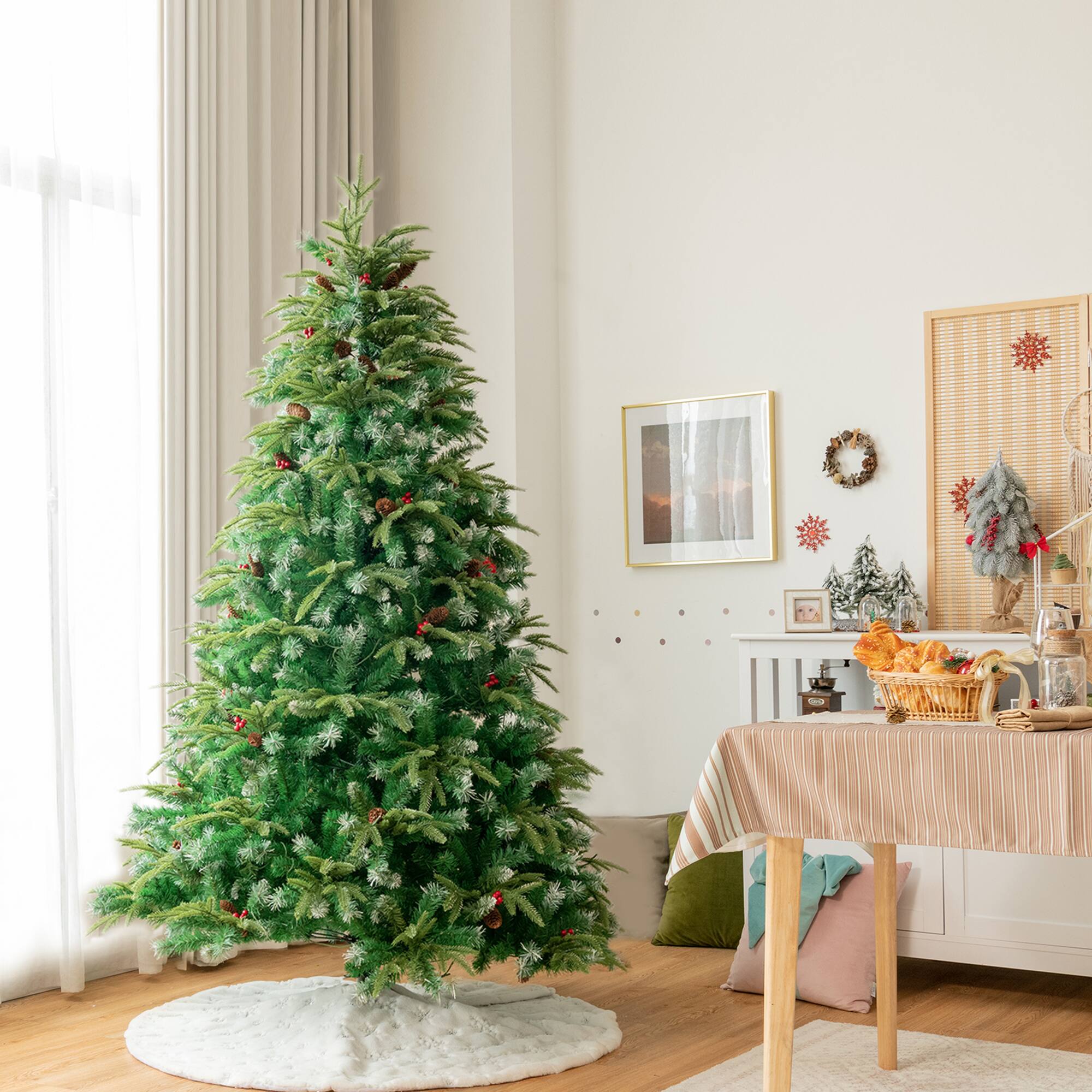 Alt View 2. Gymax - Gymax 6 FT Pre-Lit Artificial Christmas Tree Hinged Xmas Tree w/ 11 Flash Modes - Green.