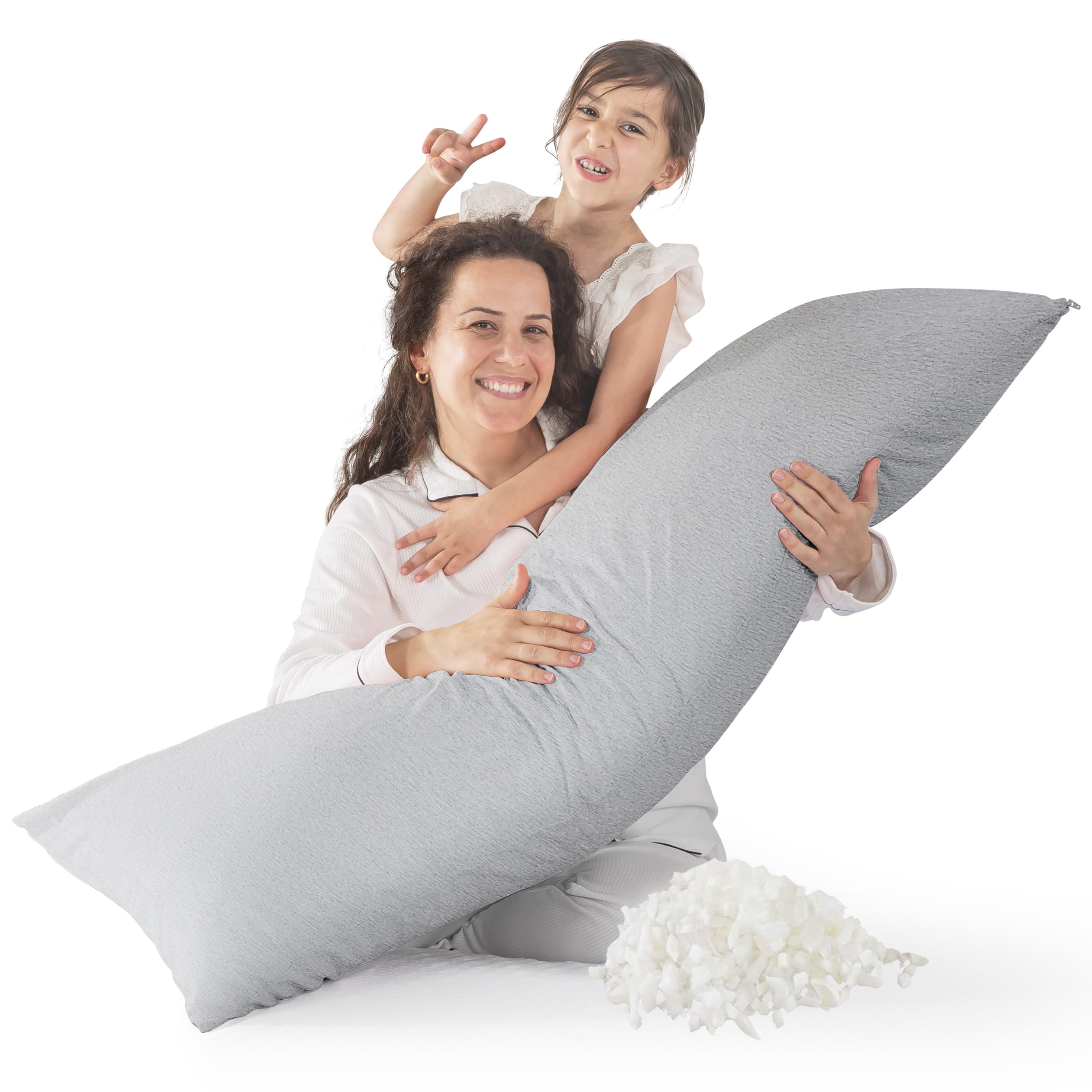 Pale Grey (Jersey Knitted)-LONG BODY PILLOW