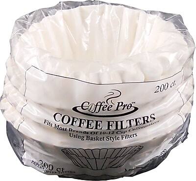 Front. Coffee Pro - Basket Style Coffee Filters, 10-12 Cups, 200/Pk - White.