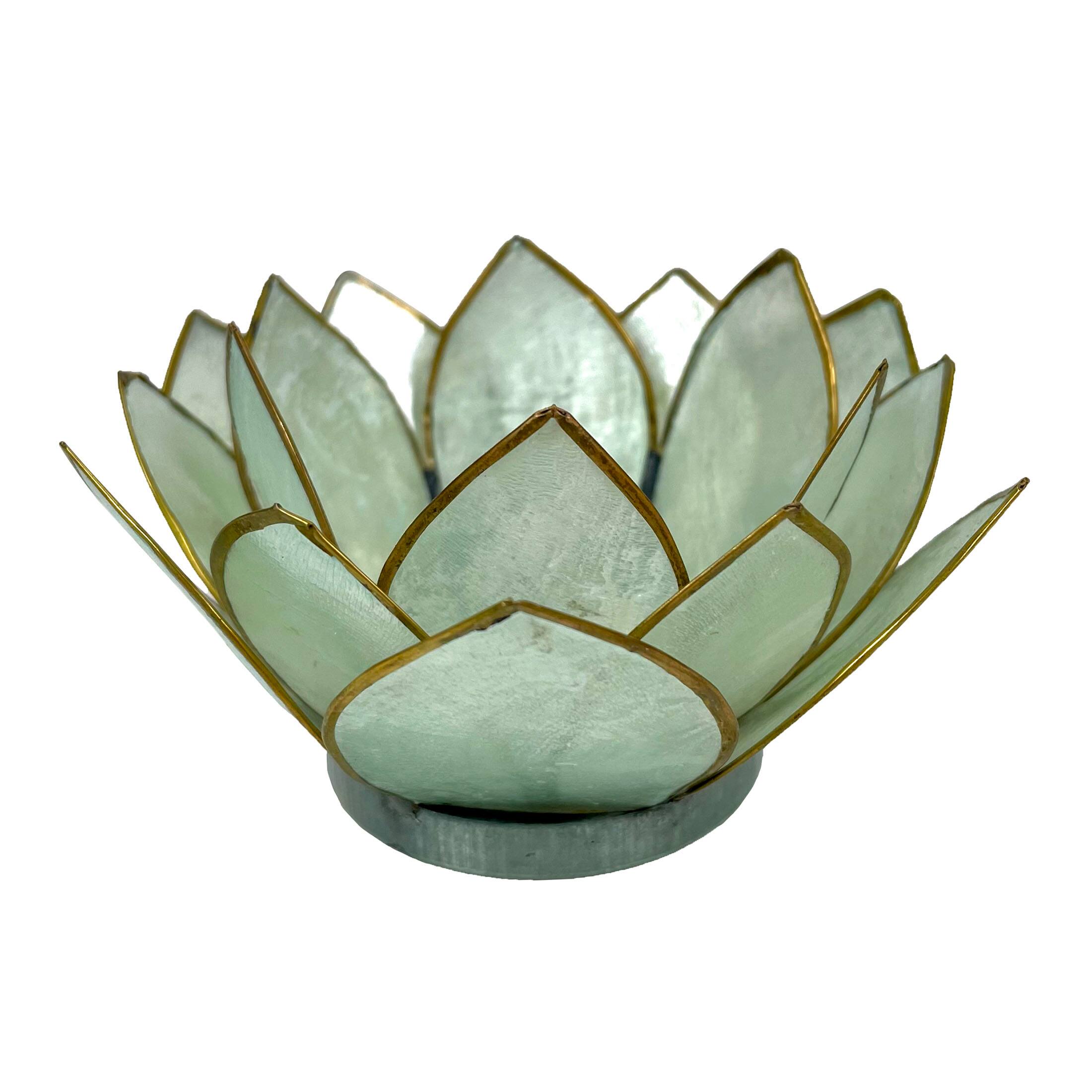 Alt View 1. Contrast Inc. - Seafoam Green Capiz Shell Blooming Lotus Flower Blossom Tealight Candle Holder - Green.