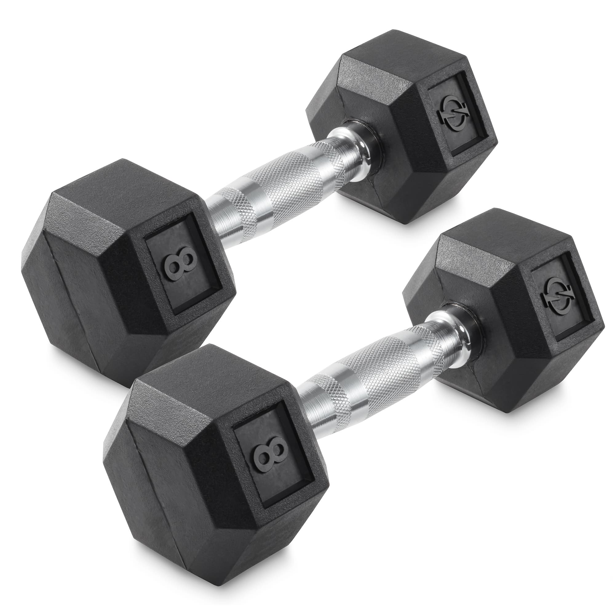 Philosophy Gym - Pair of Rubber Coated Hex Dumbbell - Cast Iron Hand Weight Set - Black