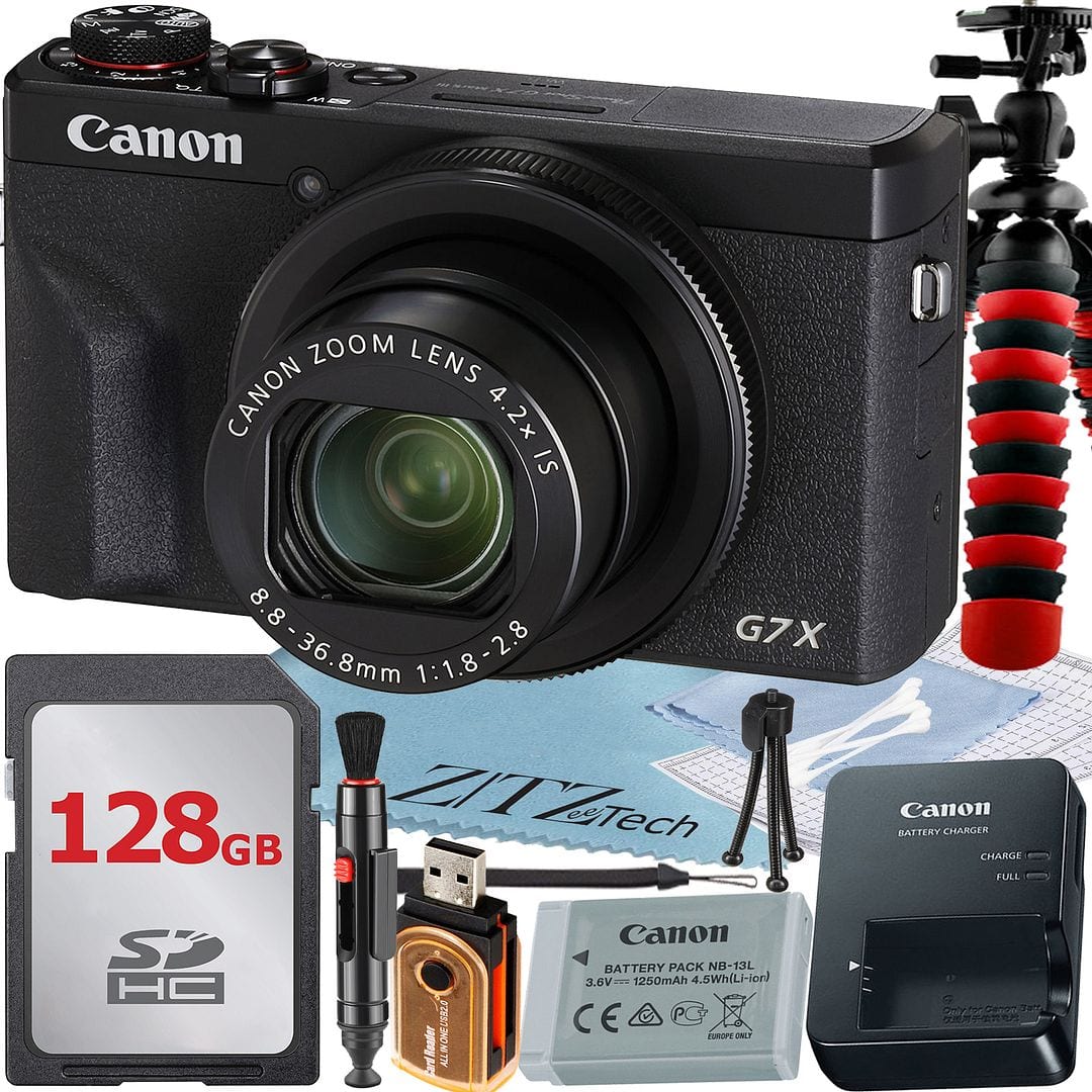 Canon - PowerShot G7 X Mark III Digital Camera with 128GB Card + ZeeTech Basic Bundle (International Version) - Black