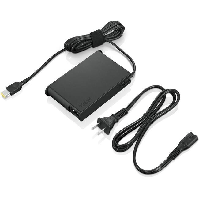 Front. Lenovo - Lenovo AC Adapter - 135 W - Black.