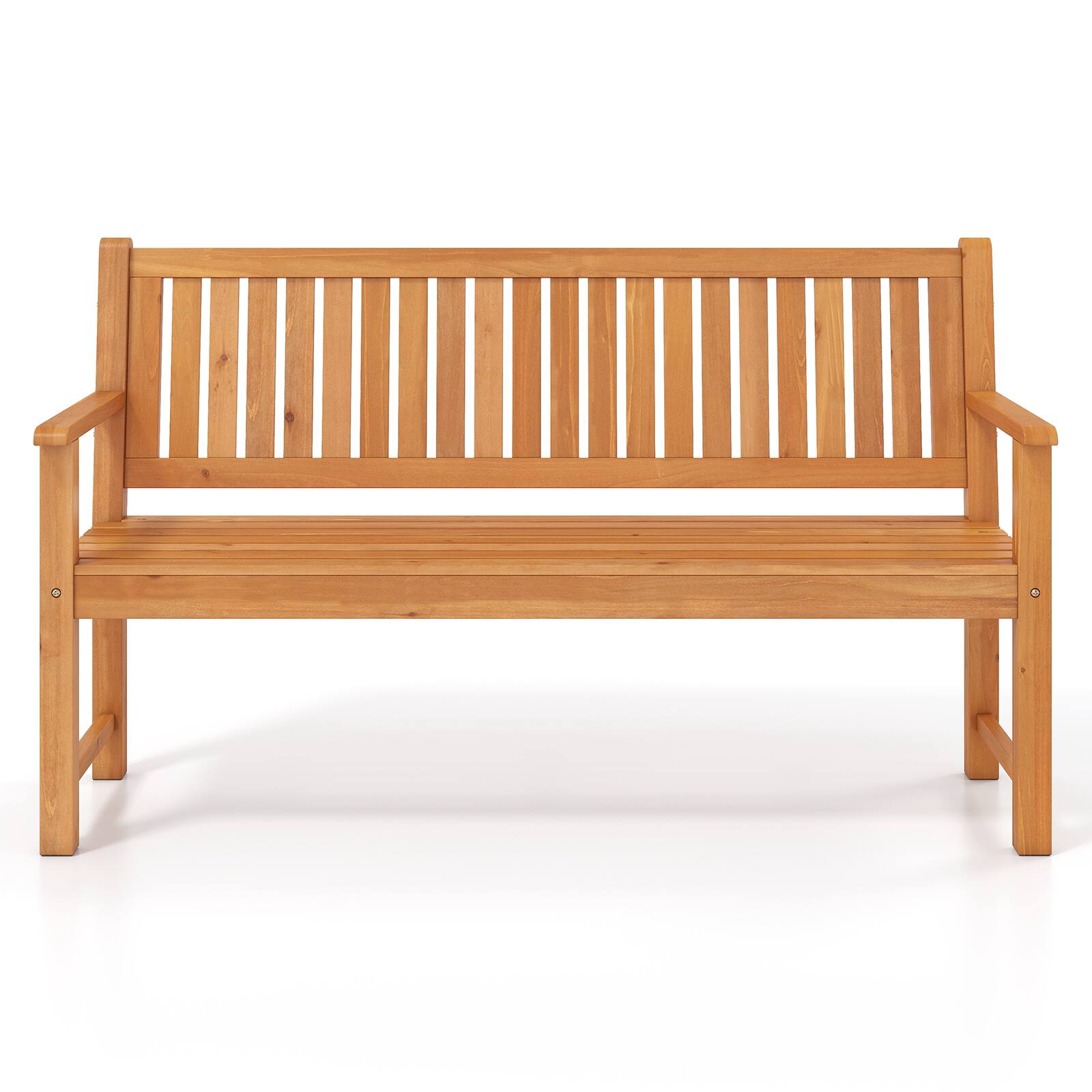 Alt View 9. Gymax - Gymax 3-Seater Outdoor Wooden Bench 59'' Large Garden Bench w/ Backrest Armrests Yellow - Yellow.
