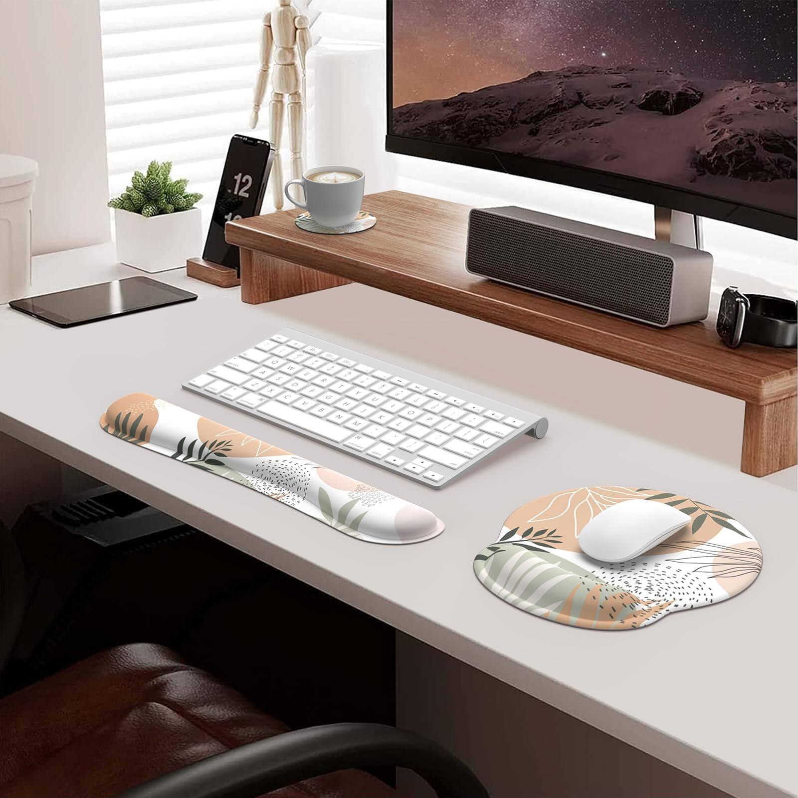 Earthley Blooms Mouse Pad With Wrist Rest Set Coasters Easy Typing ...