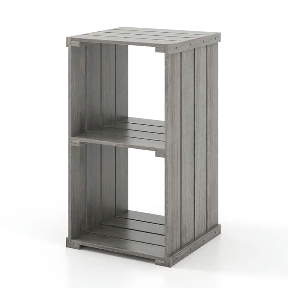 Kadyn - Bookshelf, Storage Shelf, Bookcase,2-Cube Storage Shelf with Open Back and 3-Tier Shelf-Light - Gray