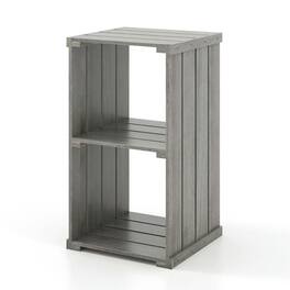 Kadyn - Bookshelf, Storage Shelf, Bookcase,2-Cube Storage Shelf with Open Back and 3-Tier Shelf-Light - Gray