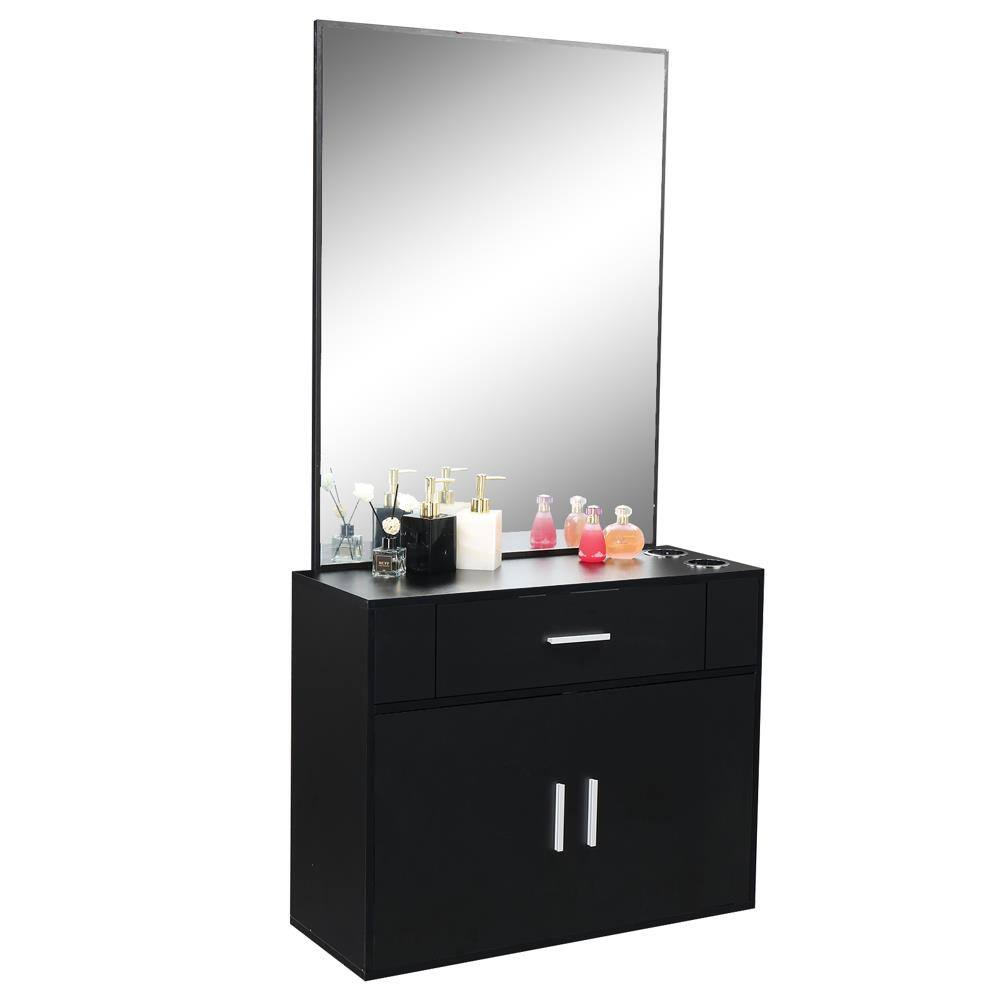 Alt View 1. Winado - Wall Mount Barber Salon Station with Mirror for Hair Styling Makeup Beauty - Black.
