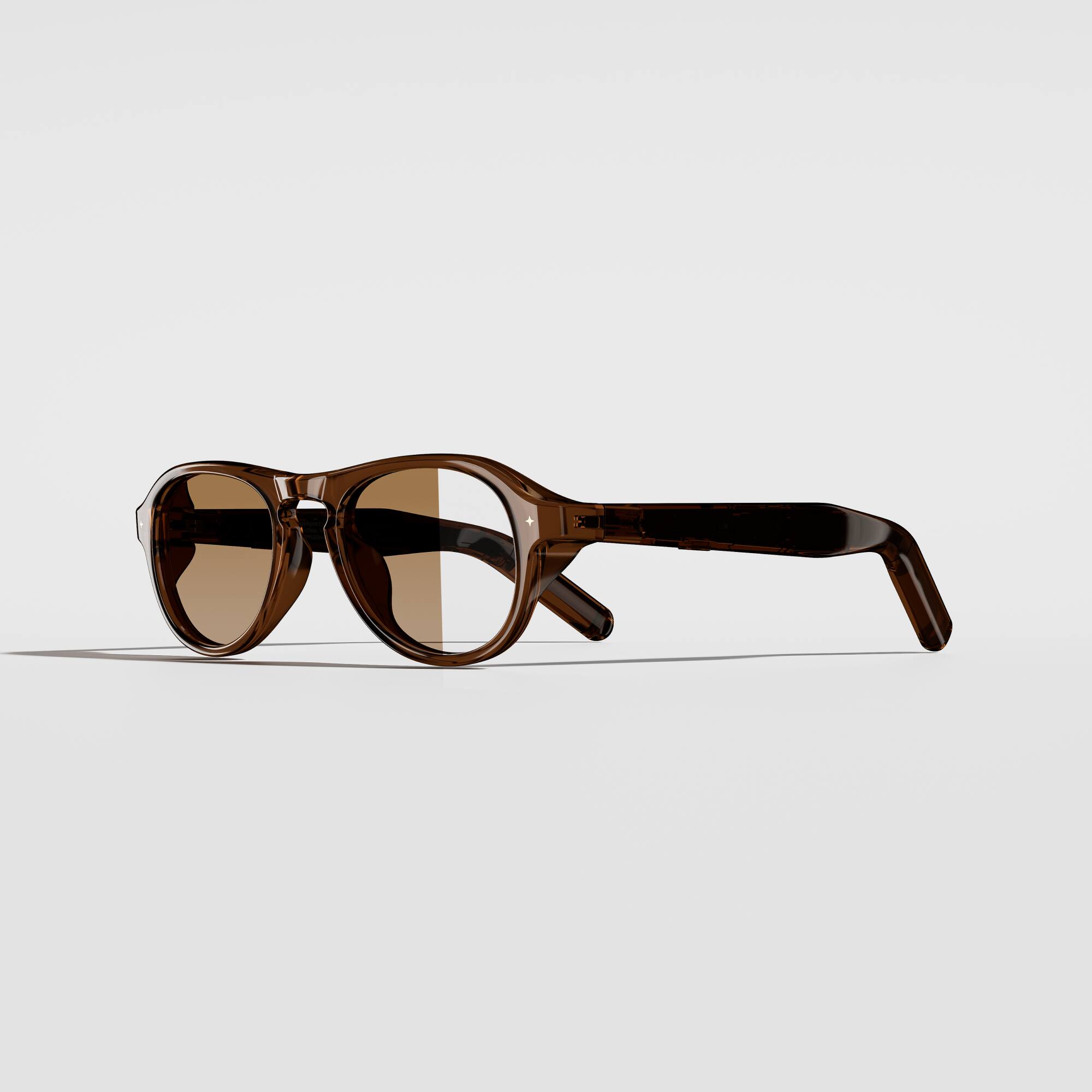 Front. VONDER - PALERMO AI Glasses Translate, Call & Remember, 16h+, Premium Audio, Privacy-First, Clear to Brown Transitions® Lenses - Whiskey.