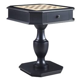 Manhattan Lane - Susy 28 Inch Wood Reversible Board Game Table with Pedestal Stand - Black