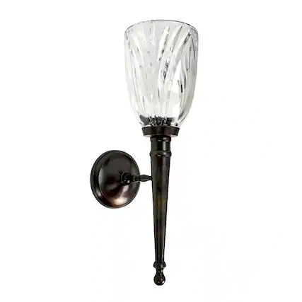 Front. Things2Die4 - Wall Candle Sconce Bronze Finish Lead Crystal Glass 11.75 in Metal Mount - Bronze.