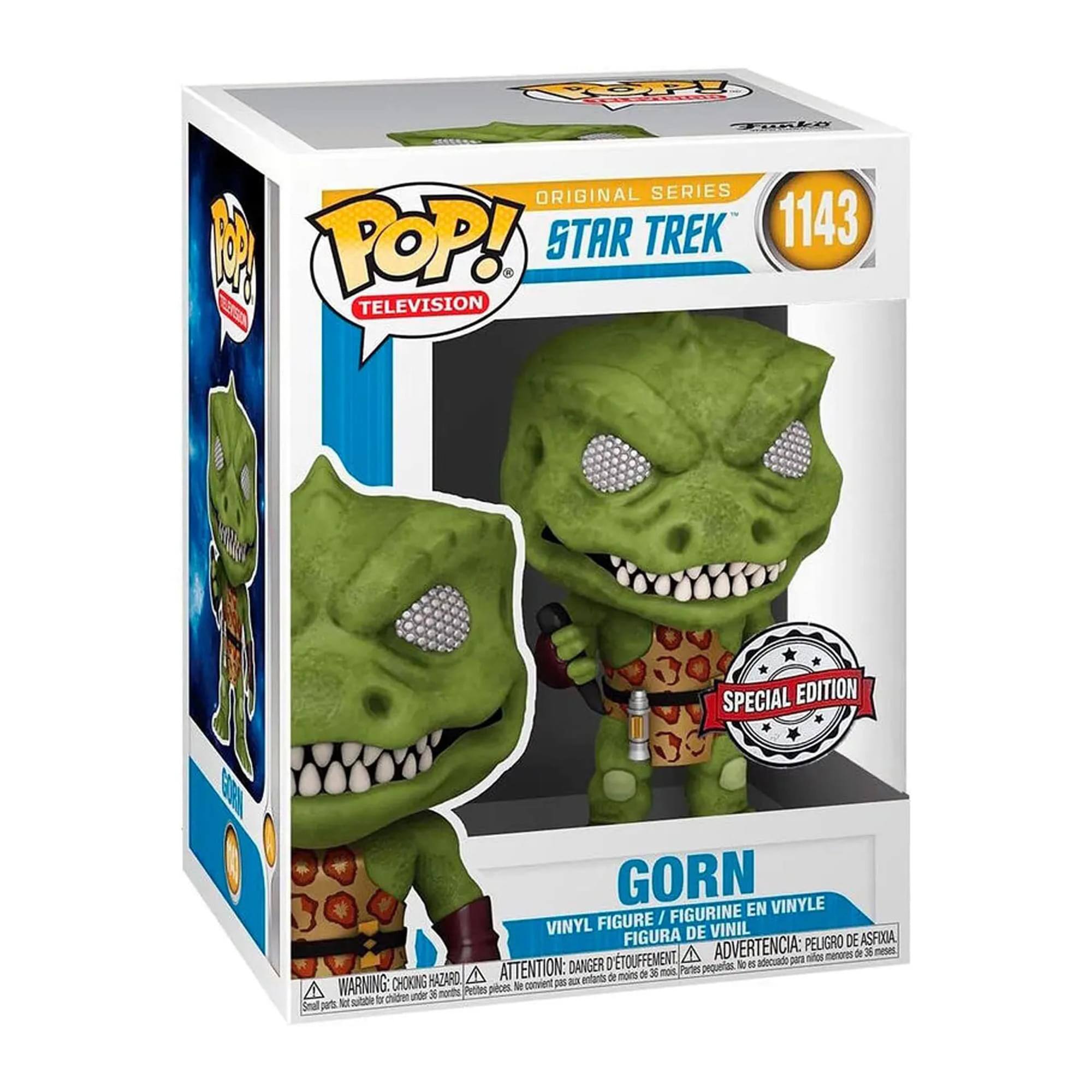 **Original Series: Star Trek 1143**

**Pop! Television**

**Special Edition**

**Gorn**

**Vinyl Figure / Figurine en Vinyle / Figura de Vinilo**

**Warning: Choking Hazard - Small parts. Not for children under 3 years.**

**Attention: Petite pièce. Danger de suffocation. Ne convient pas aux enfants de moins de 3 ans.**

**Advertencia: Peligro de asfixia. No es adecuado para niños menores de 3 años.**