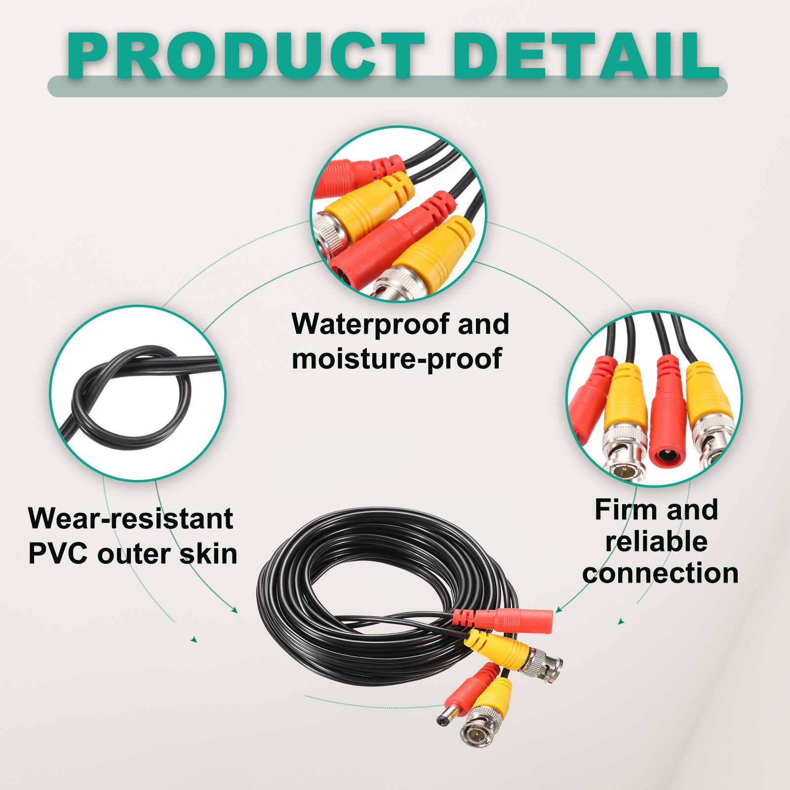 PRODUCT DETAIL

- Waterproof and moisture-proof
- Wear-resistant PVC outer skin
- Firm and reliable connection