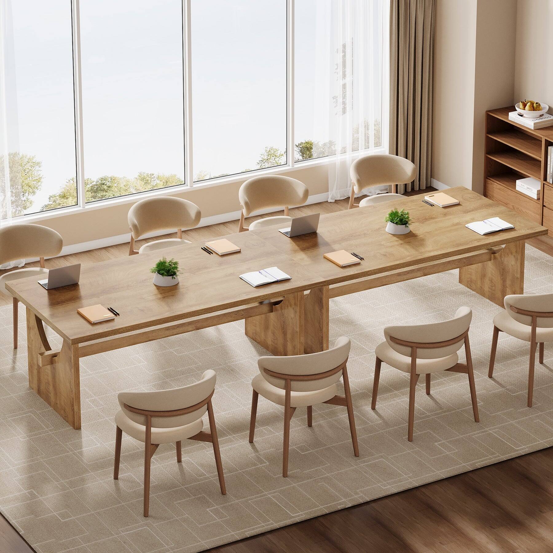 Tribesigns Conference Table with Engineered Wood Construction, Storage ...