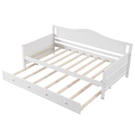 Costway - Twin Size Daybed with Trundle Solid Wood Sofa Bed with Slats Support Guest Bed - White
