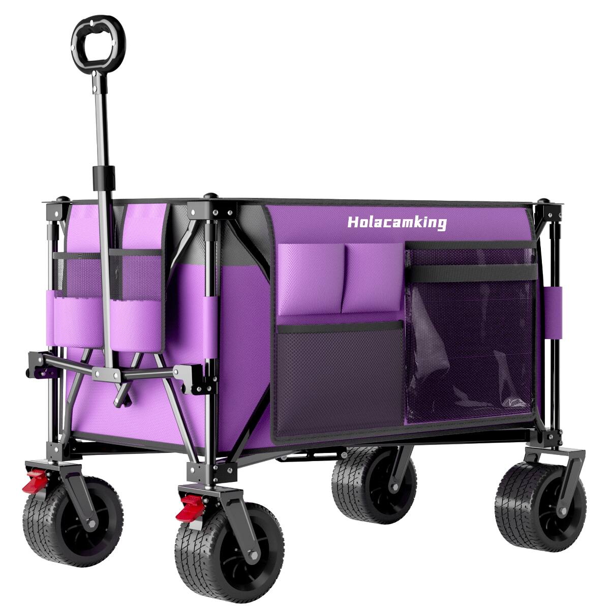 Alt View 2. Loheer - Loheer Heavy Duty Folding Wagon Cart with Removable Canopy and All Terrain Wheels for Camping and Transport.