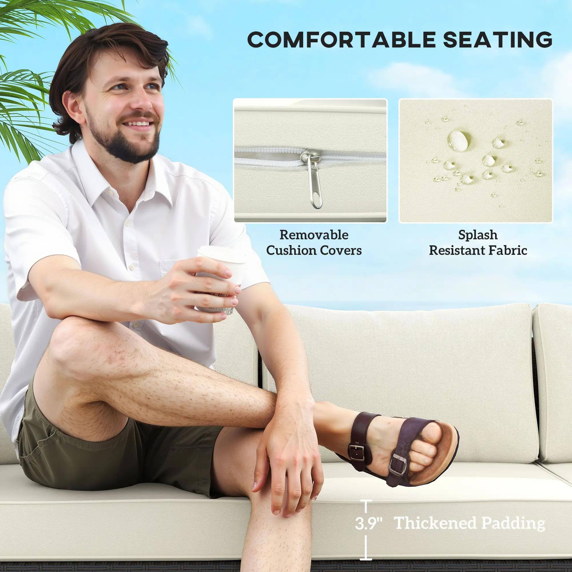 COMFORTABLE SEATING
Removable Cushion Covers
Splash Resistant Fabric
3.9" Thickened Padding