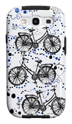 Front Standard. Case-Mate - Elizabeth Lamb Afternoon Ride Case for Samsung Galaxy S 4 Cell Phones - White/Black/Blue.