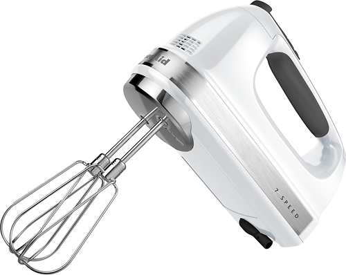 KitchenAid KHM7210WH 7-Speed Digital Hand Mixer with Turbo Beater II  Accessories and Pro Whisk - White & KHMFEB2 Flex Edge Beater Accessory for  Hand