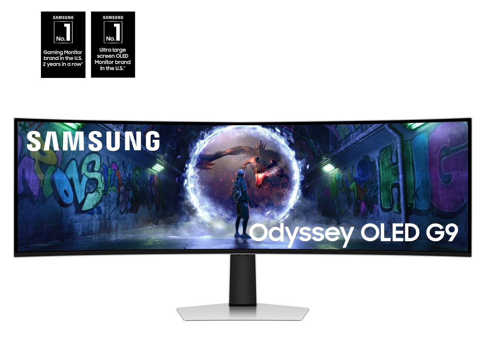 SAMSUNG is the No. 1 Gaming Monitor brand in the U.S. for two years in a row. SAMSUNG is also the No. 1 Ultra large screen OLED Monitor brand in the U.S., with the SAMSUNG Odyssey OLED G9 being the featured product.