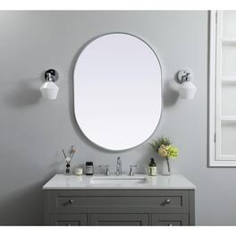 Elegant Decor - Metal Frame Oval Mirror 30x40 Inch - Silver