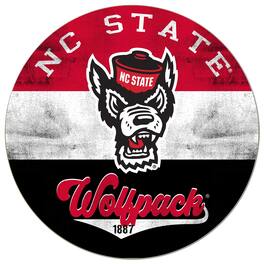 Jardine - NC State Wolfpack 20'' x 20'' Retro Logo Circle Sign - Red