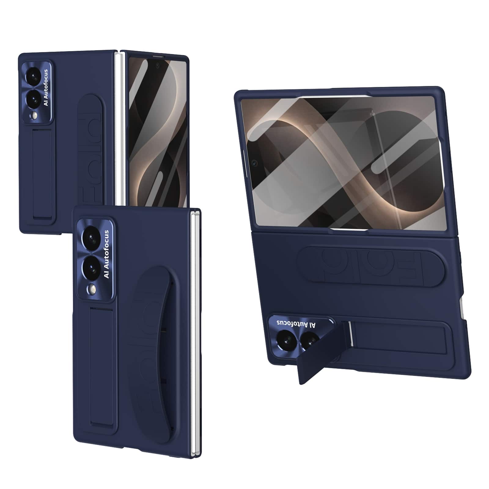 Dteck - Rugged Case For Samsung Galaxy Z Fold8 Built-in Screen Protector Shockproof Wristband Foldable Kickstand Cover - Blue price history on PriceWatchPro