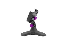 WeatherTech - DeskFone | Adjustable & Secure Fit Universal Desktop Cell Phone Holder – Black Body – Violet Metal Knobs - Black/Violet Metal