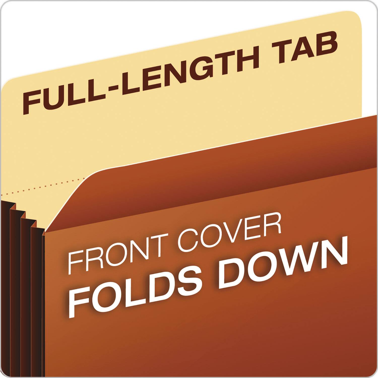 FULL-LENGTH TAB  
FRONT COVER FOLDS DOWN