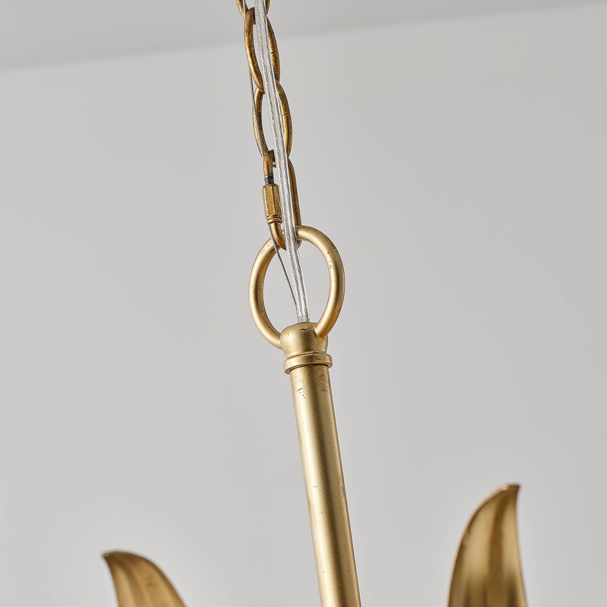 Alt View 10. Parrot Uncle - 23.6 Inch Modern Flower 6 Light Ceiling Hanging Fixture with Adjustable Chain Pendant - Gold.