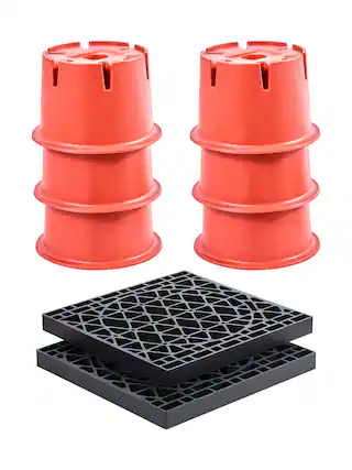 Front. VEVOR - Trailer Jack Blocks, 8" High, 2000 lbs Capacity, 8 Pcs Heavy Duty Camper Leveler Kit - 6 RV Leveling Blocks & 2 Pads - Black;Orange.