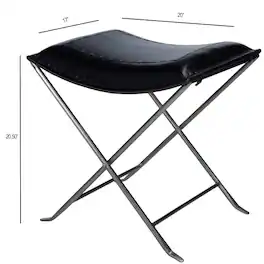 Butler Specialty - Melton Leather 21.5"W Stool - Black