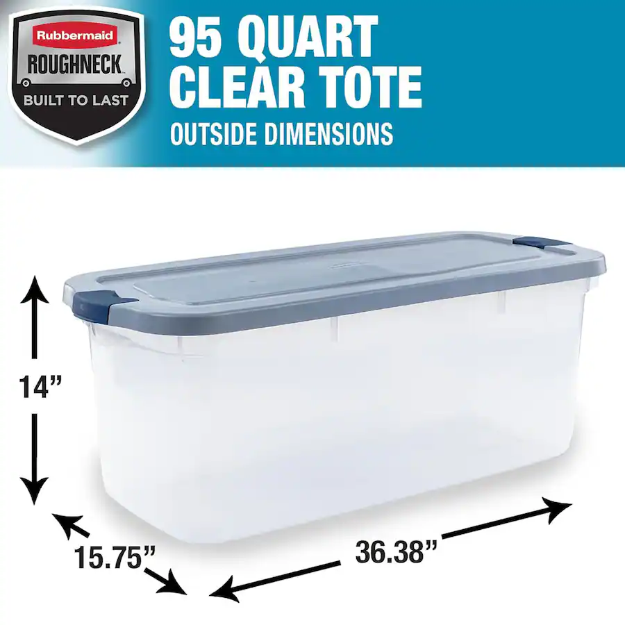 RubberMaid 4 Pack Roughneck Storage Containers, Stackable Totes, 95 ...