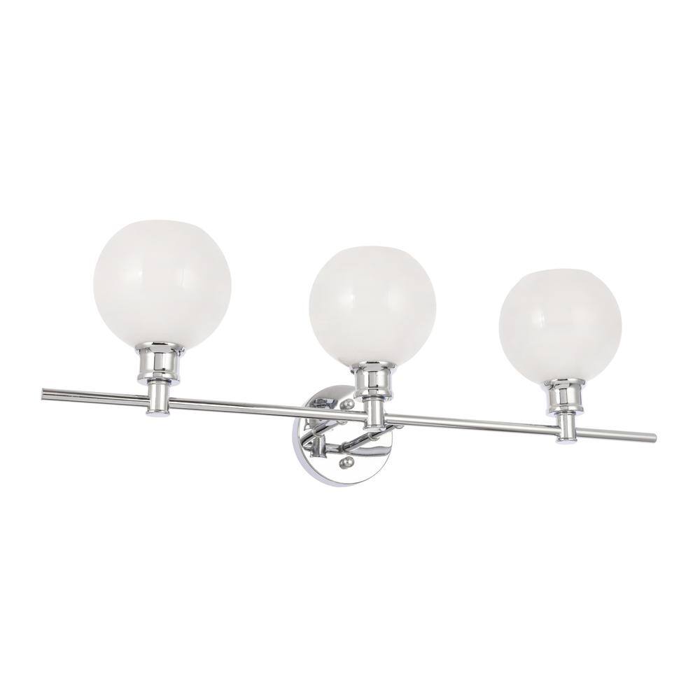 Alt View 7. Living District - Collier 3 light Chrome and Frosted white glass Wall sconce - Chrome And Frosted White Glass.